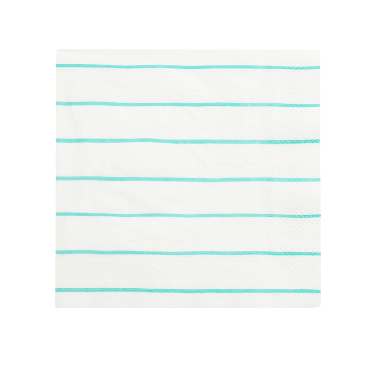 White and Green Striped Cocktail Napkins