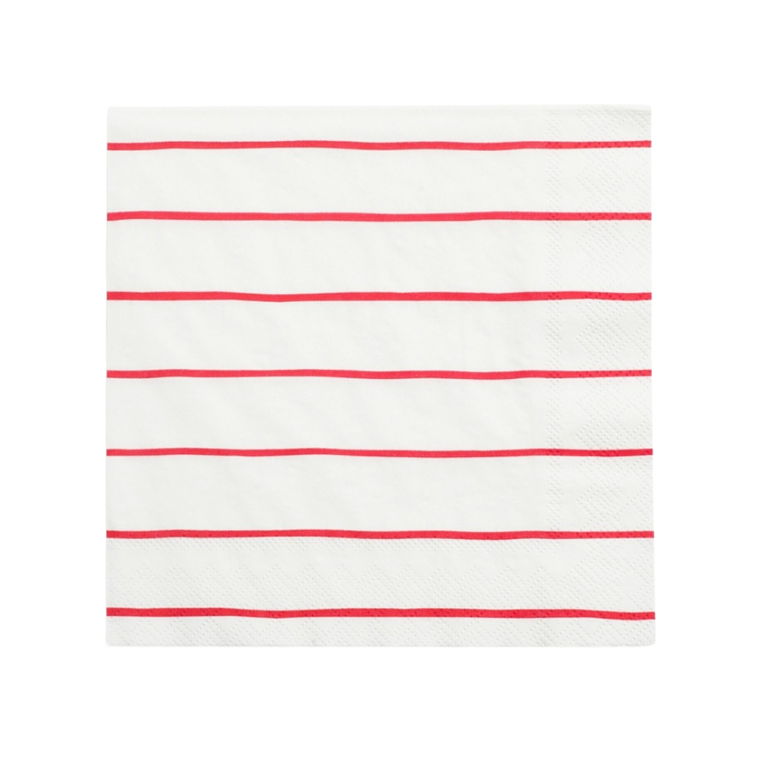 White and Green Striped Cocktail Napkins