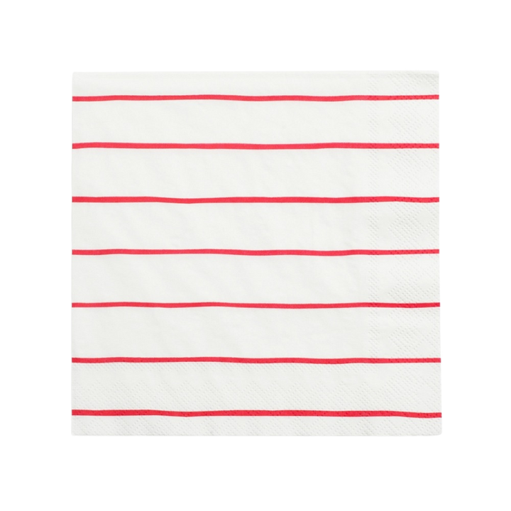 White and Green Striped Cocktail Napkins