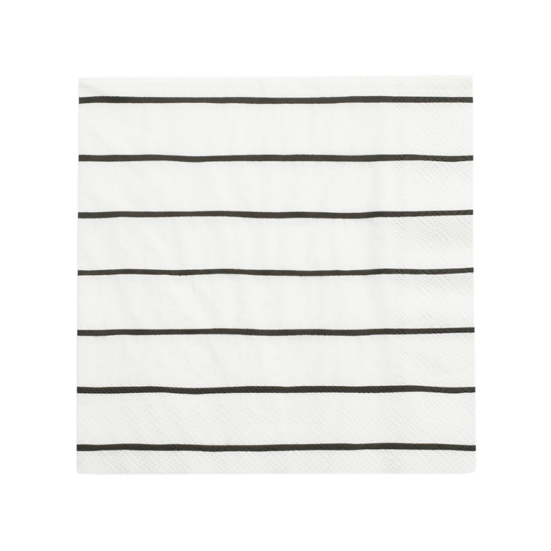 White and Green Striped Cocktail Napkins