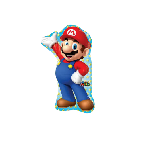 Red blue Super Mario giant balloon shaped like Mario for kids birthday from Parte Haus party supply store in Bethesda MD