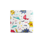 white superhero dinner napkins with comic book graphics for kids birthday from Parte Haus party supply store in Bethesda MD