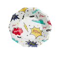 colorful superhero small plate with comic style designs for birthday from Parte Haus party supply store in Bethesda MD