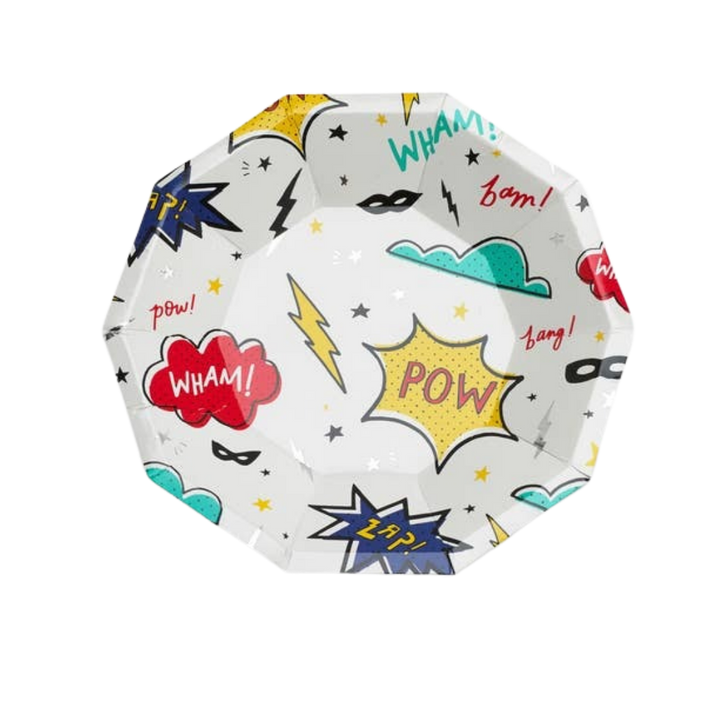 White Superhero Dessert Plates 