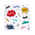 multicolor superhero sticker set with comic words and masks superhero theme from Parte Haus party supply store in Bethesda Maryland