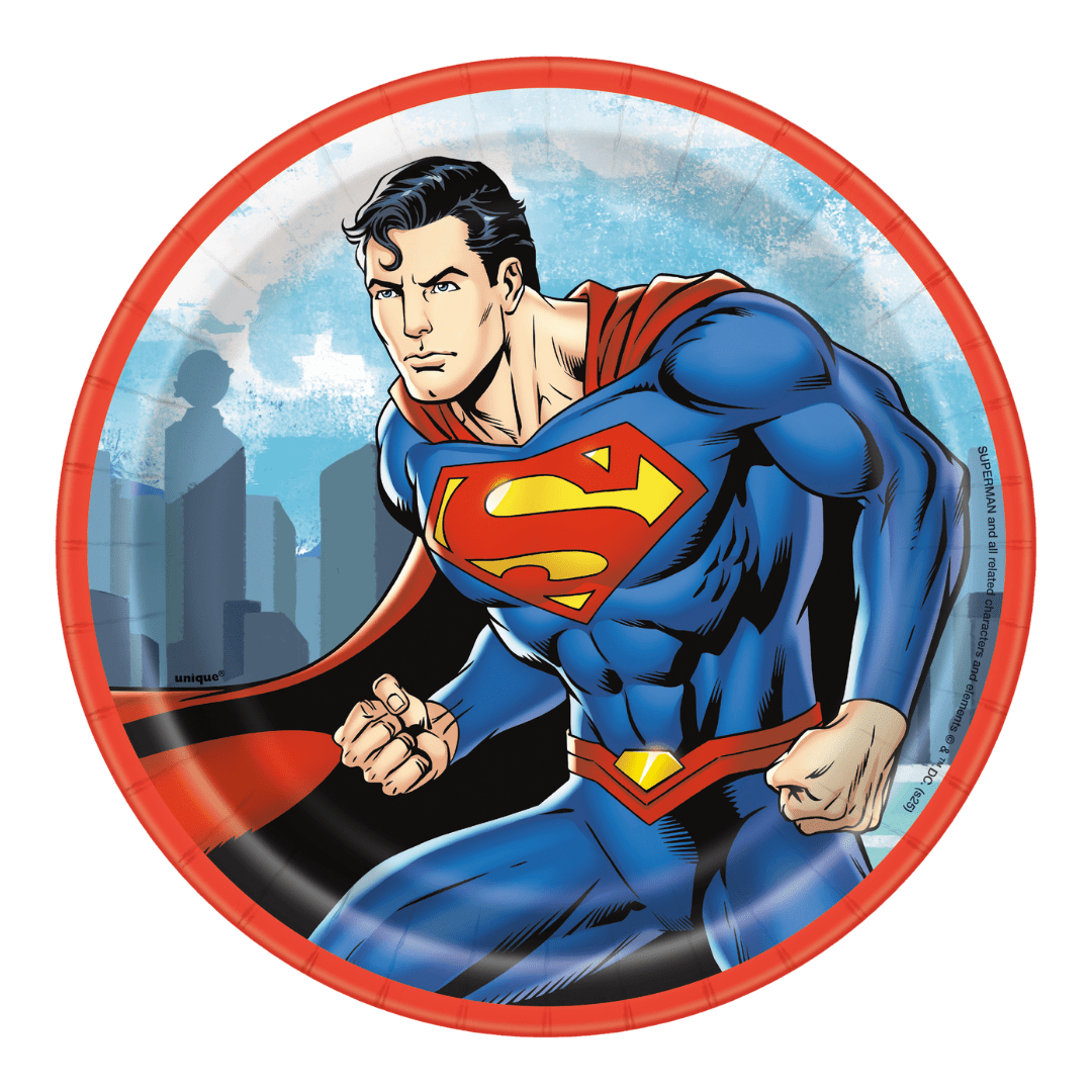 Blue and Red Superman Plates - 2 Sizes