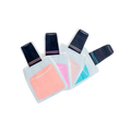 Pink blue and purple nail polish bottle napkins playful birthday theme from Parte Haus party supply store in Bethesda MD.