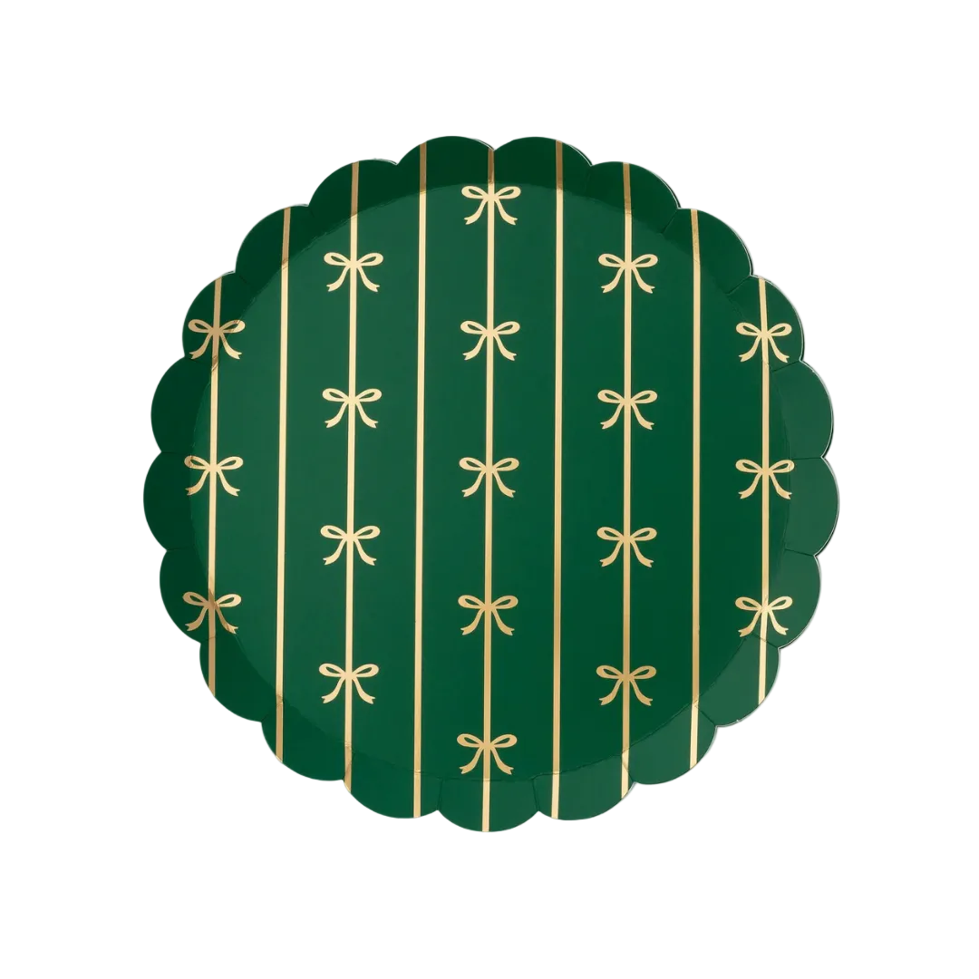 Emerald Green & Gold Bow Small Plates