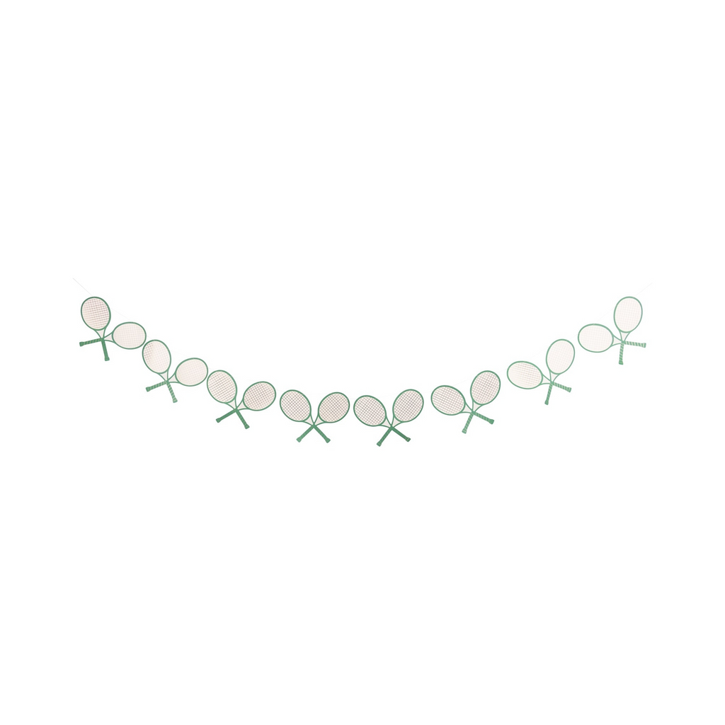 Green and Peach Tennis Ball and Racket Banner Set