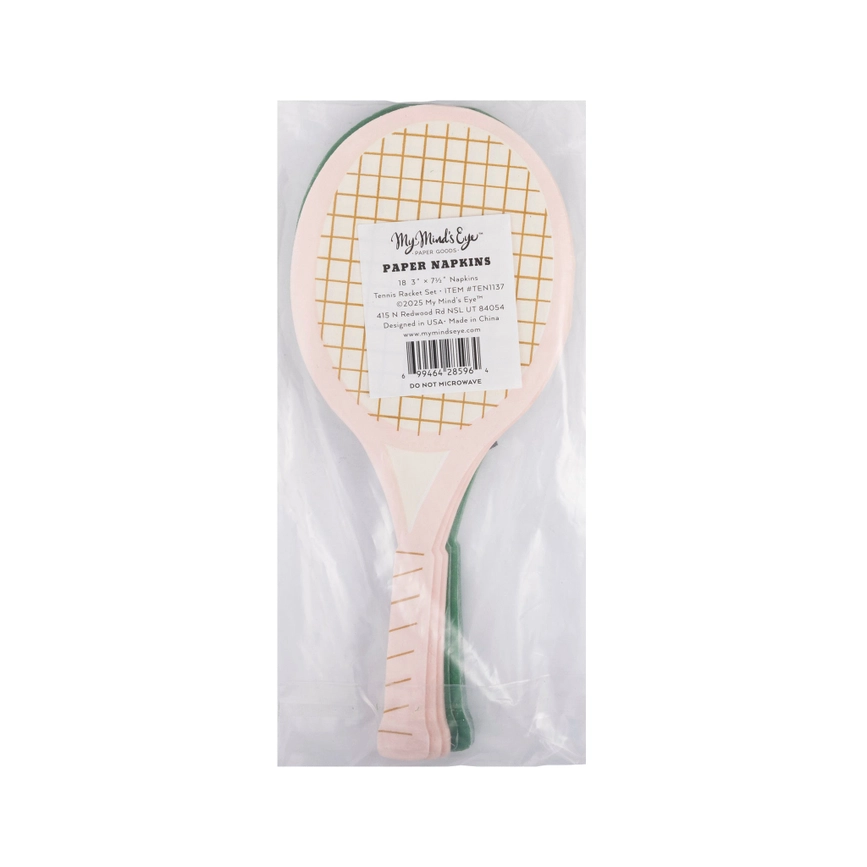 Pink and Green Tennis Rackets Dinner Napkins