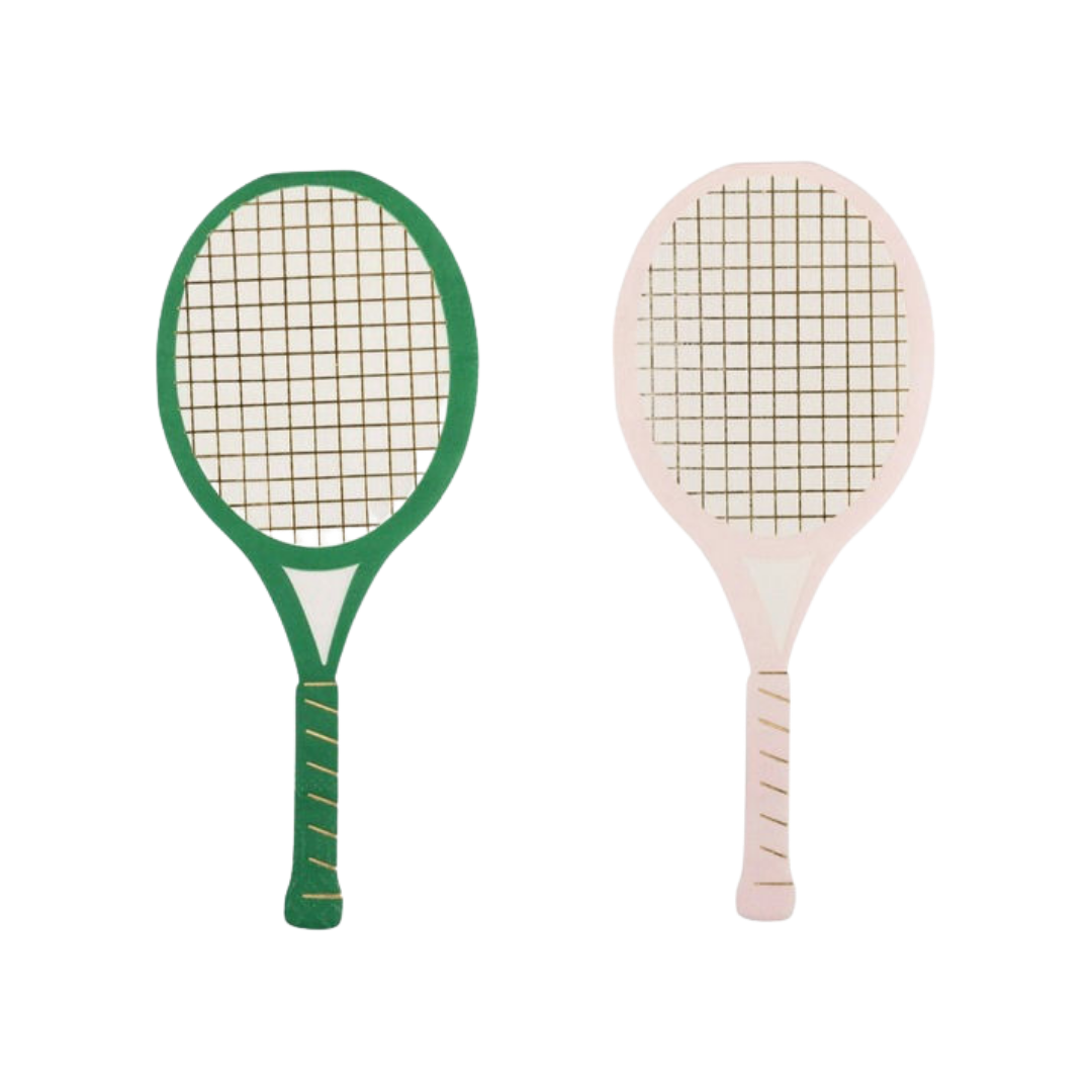 Pink and Green Tennis Rackets Dinner Napkins