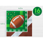 Green and brown football napkins with a football field design for sports birthday party from Parte Haus party supply store in Bethesda, MD.