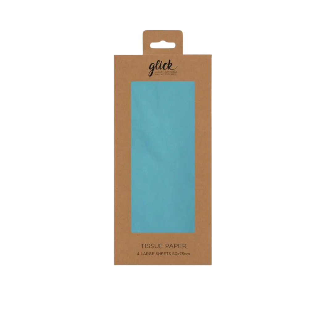 Artic blue tissue paper in a brown package for birthdays from Parte Haus party supply store in Bethesda MD