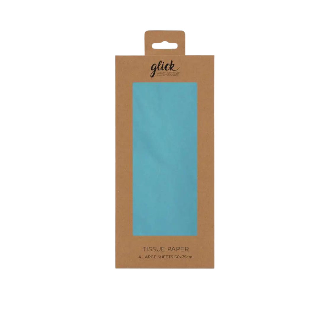 Artic blue tissue paper in a brown package for birthdays from Parte Haus party supply store in Bethesda MD