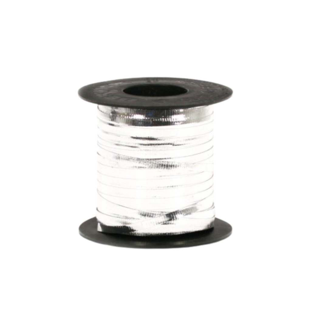 Silver curling ribbon spool for decorating celebrations from Parte Haus party supply store in Bethesda MD