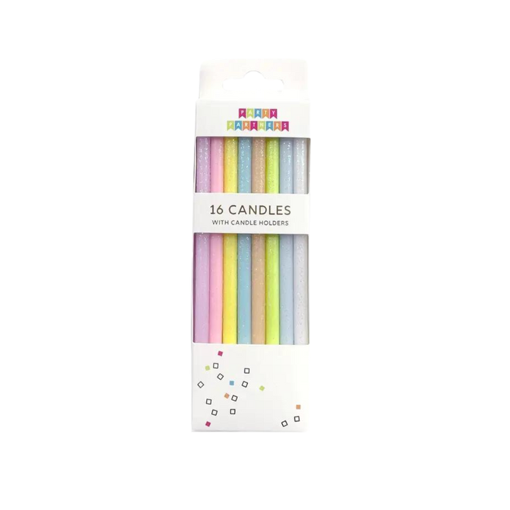 Pastel Rainbow Gradient Tall Candle Set - 16 pk