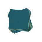 Teal lunch napkins with gold stripe elegant tableware for birthdays from Parte Haus party supply store in Bethesda MD