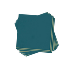 Teal with gold stripe cocktail napkins with elegant border detail for celebrations from Parte Haus party supply store in Bethesda MD