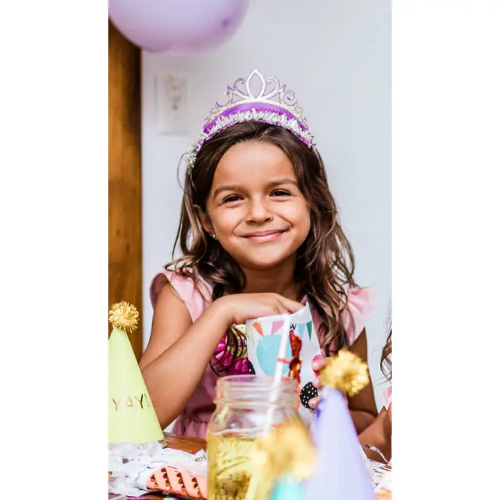 Pink tiara princess hat and pastel party hats girl birthday celebration from Parte Haus party supply store in Bethesda MD