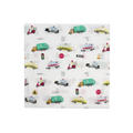 White transportation napkins with colorful cars trucks and bikes birthday theme from Parte Haus party supply store in Bethesda MD