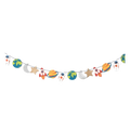 Multicolor space garland with astronauts planets and rockets space theme from Parte Haus party supply store in Bethesda MD