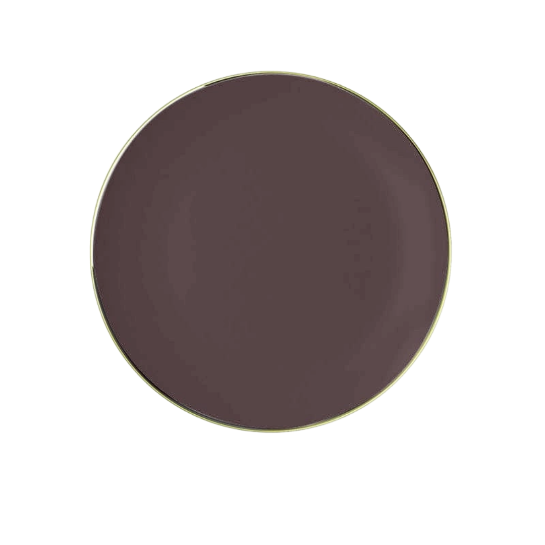 Truffle Gold Rimmed Reusable Plates - 2 Sizes