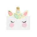 White pastel unicorn napkin with gold horn and closed eyes birthday theme from Parte Haus party supply store in Bethesda MD