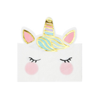 White pastel unicorn napkin with gold horn and closed eyes birthday theme from Parte Haus party supply store in Bethesda MD