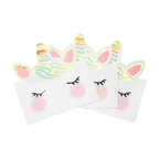Pastel unicorn napkin with gold accents cute unicorn face birthday theme from Parte Haus party supply store in Bethesda MD