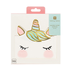 Pastel unicorn napkin with gold horn and closed eyes birthday theme from Parte Haus party supply store in Bethesda MD