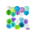 Blue purple green paper decoration kit with lanterns and fans Under the Sea theme from Parte Haus party supply store in Bethesda Maryland