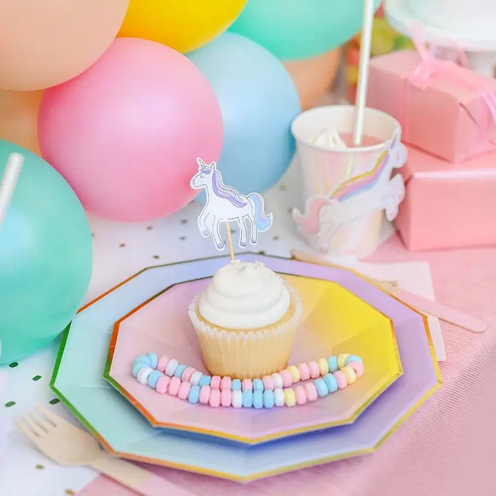 Pastel unicorn paper cups with unicorn design for birthday party from Parte Haus party supply store in Bethesda MD