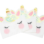 White unicorn face napkins with pastel and gold details birthday party theme from Parte Haus party supply store in Bethesda MD