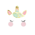 Pink unicorn face napkins with gold and pastel details for birthday from Parte Haus party supply store in Bethesda Maryland