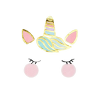 Pink unicorn face napkins with gold and pastel details for birthday from Parte Haus party supply store in Bethesda Maryland