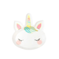 White unicorn shaped plate with gold and pastel horn for kids birthday from Parte Haus party supply store in Bethesda Maryland