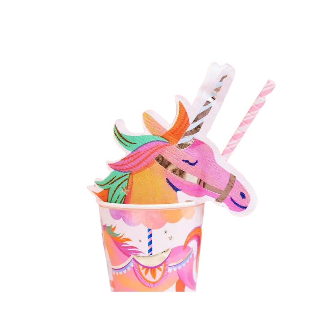 Pink Fairy Princess Unicorn Shaped Dinner Napkins