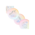 Pastel unicorn paper plates with rainbow designs for birthday party from Parte Haus party supply store in Bethesda MD