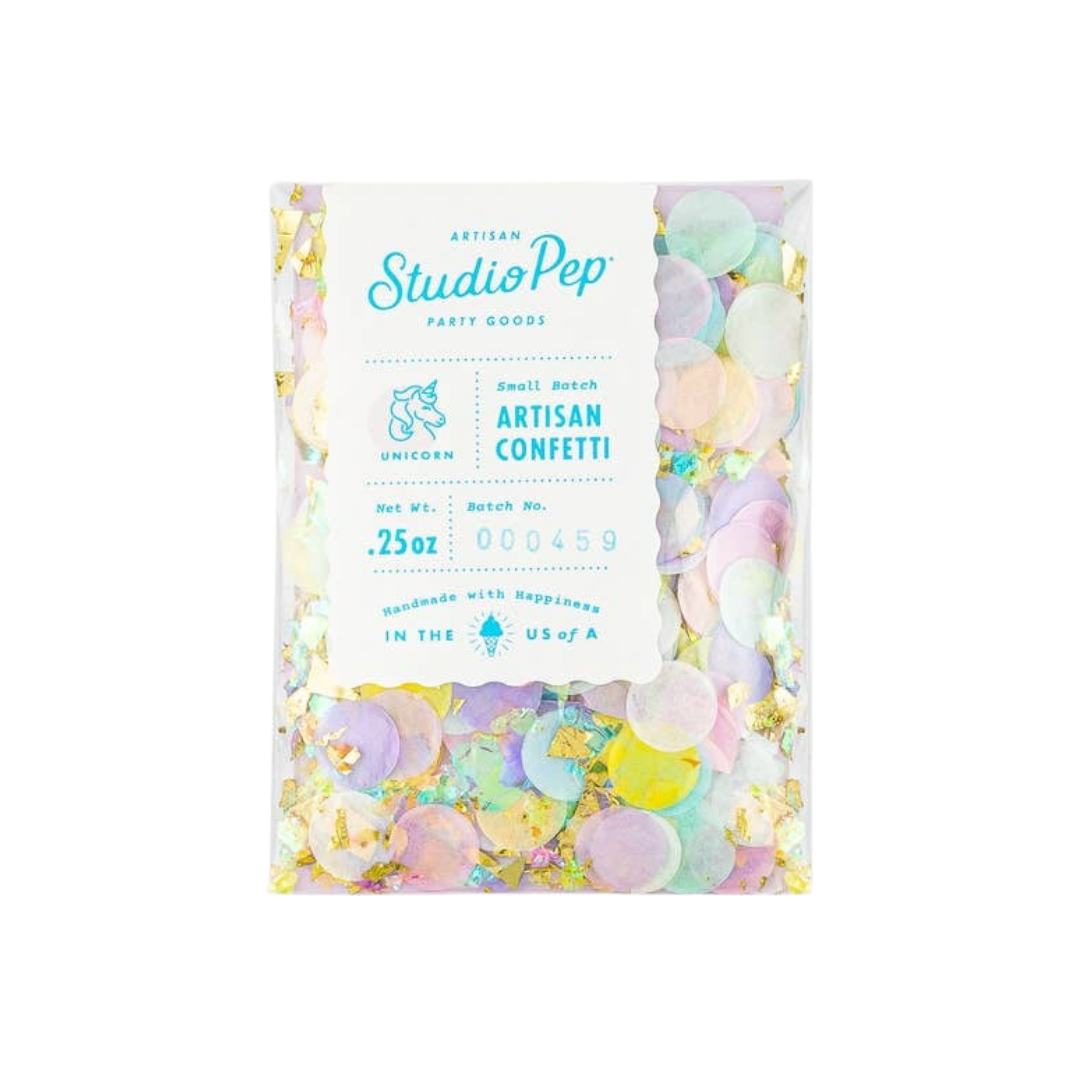 pastel unicorn confetti with iridescent accents birthday from Parte Haus party supply store in Bethesda Maryland