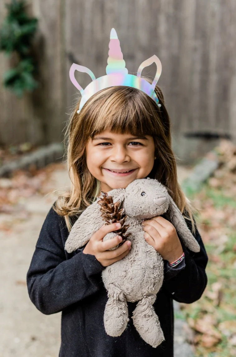 Iridescent unicorn headband colorful with ears for birthday theme from Parte Haus party supply store in Bethesda MD