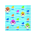Blue Baby Shark paper lunch napkins with colorful sharks for kids birthday from Parte Haus party supply store in Bethesda MD