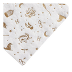White gold wizard themed napkin with magical icons for birthday from Parte Haus party supply store in Bethesda MD