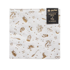 White Harry Potter napkin with gold wizard icons for birthday from Parte Haus party supply store in Bethesda MD