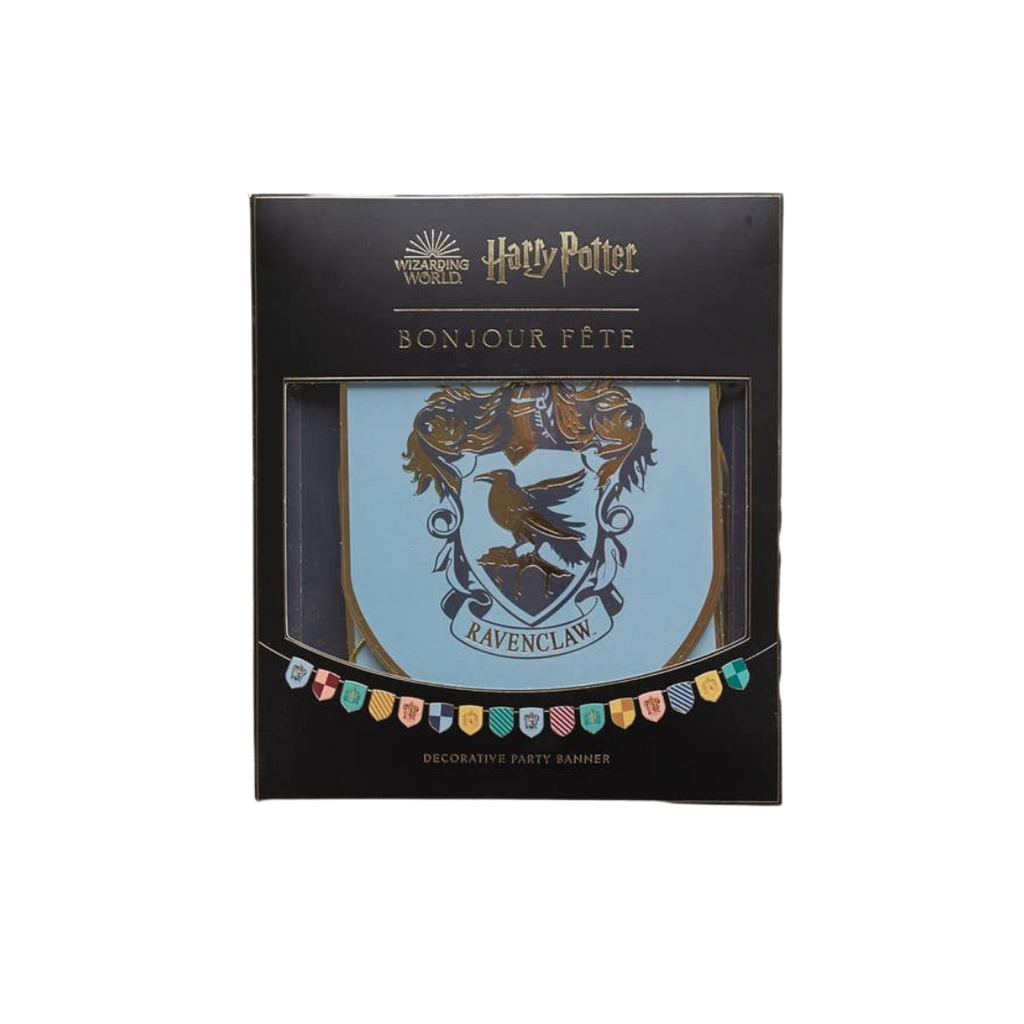 Blue Ravenclaw decorative banner with crest for Harry Potter theme from Parte Haus party supply store in Bethesda Maryland