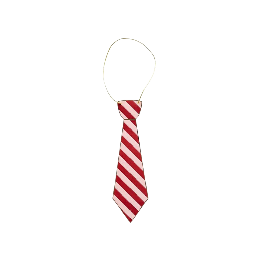Red and white striped paper necktie photo booth prop Christmas from Parte Haus party supply store in Bethesda MD