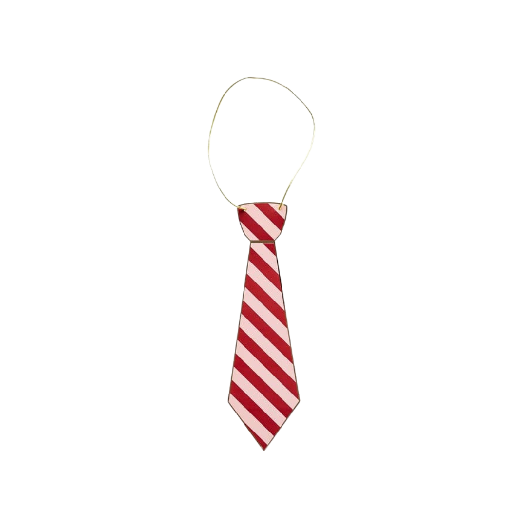 Red and white striped paper necktie photo booth prop Christmas from Parte Haus party supply store in Bethesda MD