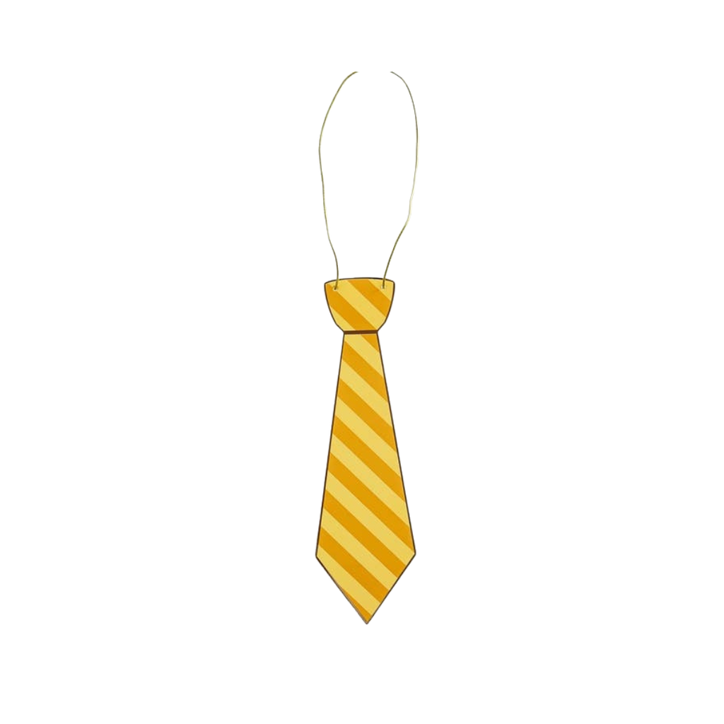 yellow striped necktie cutout photo prop for birthday celebration from Parte Haus party supply store in Bethesda MD