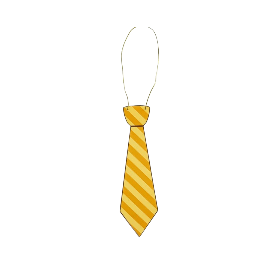 yellow striped necktie cutout photo prop for birthday celebration from Parte Haus party supply store in Bethesda MD