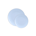 Pastel blue plates simple round tableware for birthday celebration from Parte Haus party supply store in Bethesda Maryland