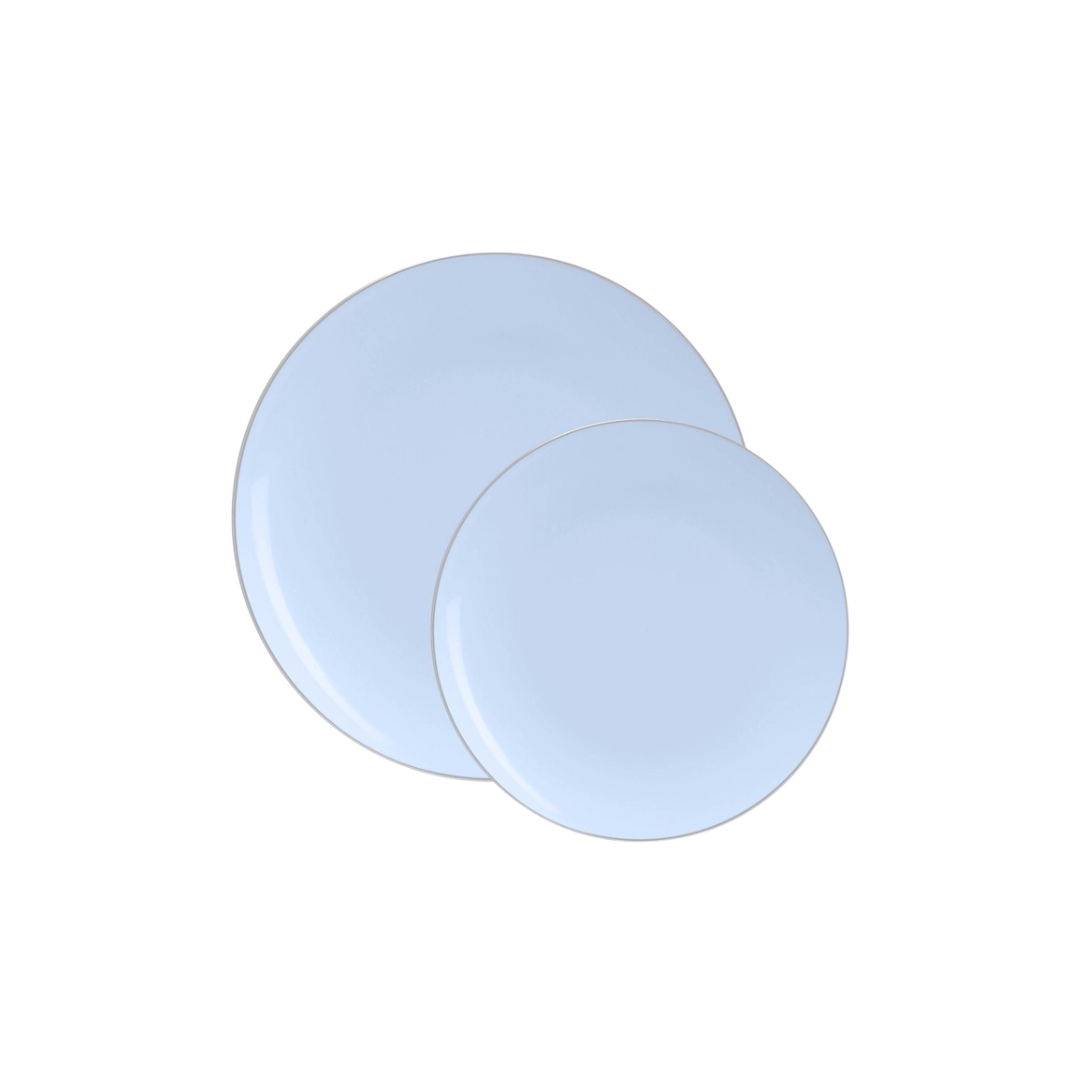 Pastel blue plates simple round tableware for birthday celebration from Parte Haus party supply store in Bethesda Maryland
